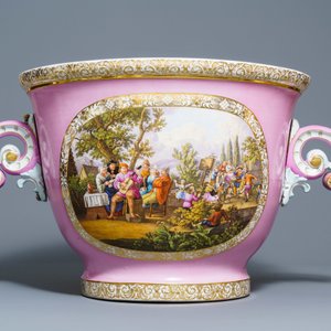 Une importante jardinière en porcelaine à fond rose 'Pompadour', peut-être Sèvres, 19ème — photo 4