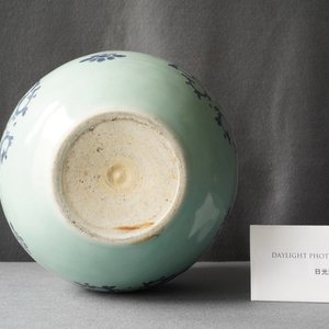 Une jardinière en porcelaine de Chine à décor en bleu et blanc sur fond céladon, Qianlong — photo 11