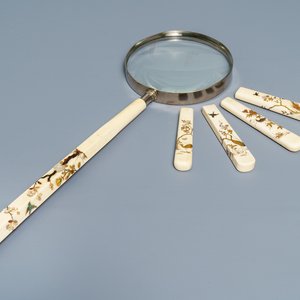 Une loupe et quatre manches en ivoire incrusté de Shibayama, Japon, Meiji, 19ème — photo 1
