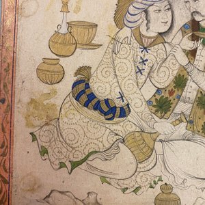 Une miniature persane sur papier: 'Couple amoureux se reposant contre un arbre', 18/19ème — photo 12