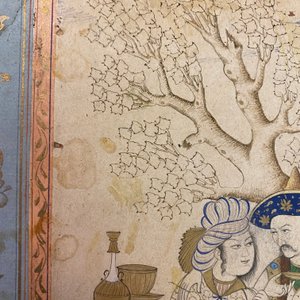 Une miniature persane sur papier: 'Couple amoureux se reposant contre un arbre', 18/19ème — photo 13