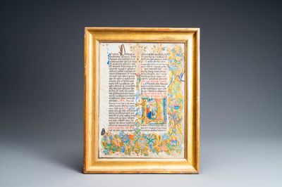 Une page d'un livre d'heures enluminé, probablement France, 15ème