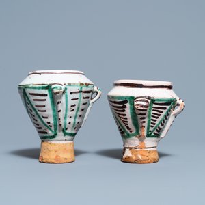 Une pair de mortiers en céramique polychrome, Espagne, 16/17ème — photo 5