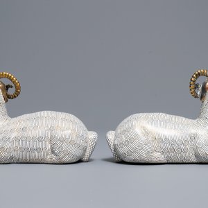 Une paire de béliers en émaux cloisonnés et bronze doré, Chine, Qianlong — photo 4