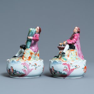 Une paire de beurriers couverts en faïence polychrome de Delft de type 'petit feu', 18ème — photo 5