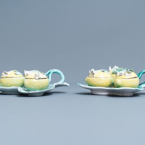 Une paire de boîtes à épices en forme de citrons en faïence de Schrezheim, Allemagne, 18ème — photo 4