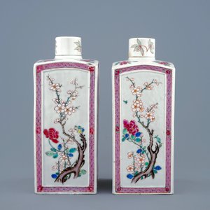 Une paire de boîtes à thé rectangulaires en porcelaine de Chine famille rose, Yongzheng, 1723-1735 — photo 2