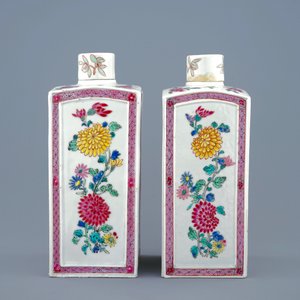 Une paire de boîtes à thé rectangulaires en porcelaine de Chine famille rose, Yongzheng, 1723-1735 — photo 3