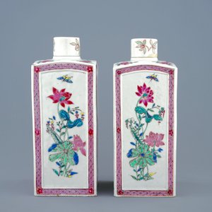 Une paire de boîtes à thé rectangulaires en porcelaine de Chine famille rose, Yongzheng, 1723-1735 — photo 4