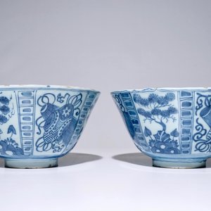 Une paire de bols en faïence de Delft bleu et blanc de style Wanli, fin du 17ème — photo 2