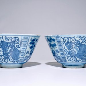 Une paire de bols en faïence de Delft bleu et blanc de style Wanli, fin du 17ème — photo 3