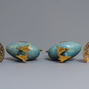 Une paire de brûle-parfums en forme de canards en émaux cloisonnés, Chine, Jiaqing — photo 7