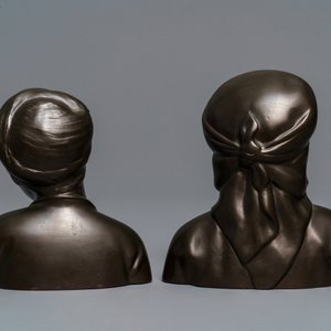 Une paire de bustes en bronze, Chine, Révolution Culturelle, 3ème quart du 20ème — photo 4