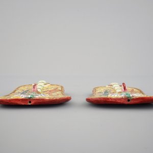 Une paire de feuilles d'éventail en porcelaine de Chine famille rose, 19ème — photo 4
