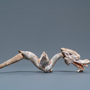 Une paire de figures de dragons en terre cuite polychrome, Han — photo 2