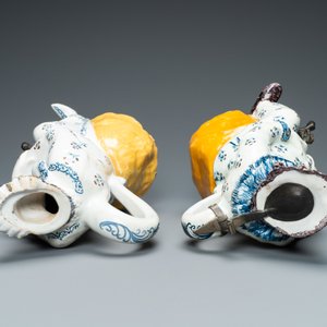 Une paire de fontaines de table de type 'Jacqueline et Jacquot' en faïence polychrome de Bruxelles, 18ème — photo 6