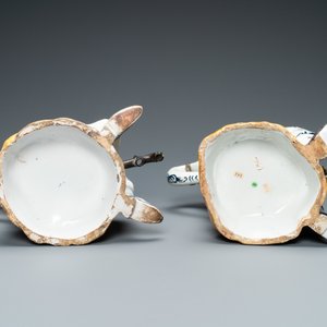 Une paire de fontaines de table de type 'Jacqueline et Jacquot' en faïence polychrome de Bruxelles, 18ème — photo 8