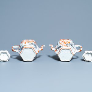 Une paire de grandes théières couvertes en porcelaine de Chine de style Imari, Kangxi — photo 7