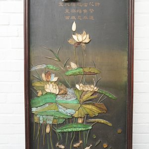 Une paire de grands panneaux en bois laqué incrusté d'ivoire avec des poèmes, Chine, Qianlong — photo 81