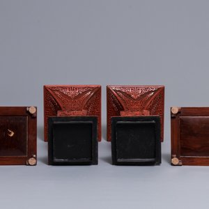 Une paire de grands vases de type 'gu' en laque de Chine, 18/19ème — photo 6