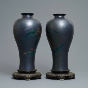 Une paire de grands vases en laque de Chine de type Shen Shao’an, Fujian, 20ème — photo 3