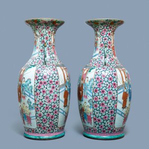 Une paire de grands vases en porcelaine de Chine famille rose, 19ème — photo 2