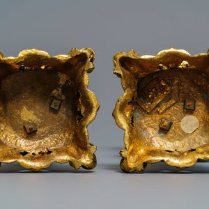 Une paire de grues en cloisonné aux montures de candelabres en bronze doré, Chine, 18/19ème — photo 6