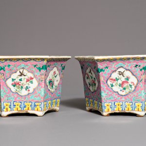 Une paire de jardinières en porcelaine de Chine famille rose de style Peranakan, 19ème — photo 2