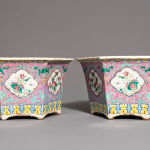 Une paire de jardinières en porcelaine de Chine famille rose de style Peranakan, 19ème — photo 3