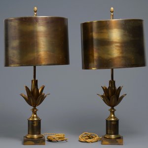 Une paire de lampes aux fleurs de lotus, signés Maison Charles, vers 1960 — photo 2