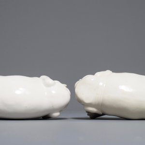 Une paire de modèles d'éléphants en porcelaine blanc de Chine de Dehua, 18/19ème — photo 7