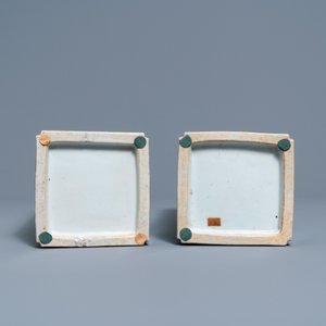 Une paire de porte-chapeaux de forme carrée en porcelaine de Chine qianjiang cai, 19/20ème — photo 8
