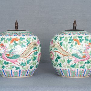 Une paire de pots à gingembre en porcelaine de Chine famille rose, 19ème — photo 19