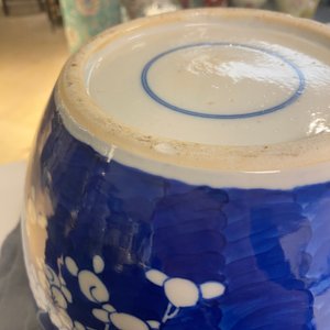 Une paire de pots couverts en porcelaine de Chine en bleu et blanc à décor de prunus, 19ème — photo 9