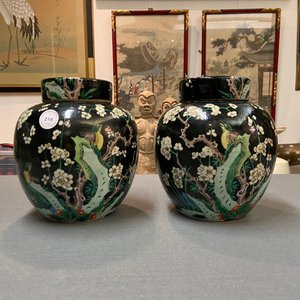 Une paire de pots couverts en porcelaine de Chine famille noire, 19ème — photo 15