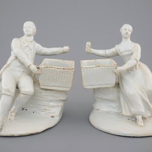Une paire de salières en blanc de Delft, 18ème — photo 2