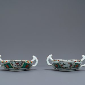 Une paire de saucières en porcelaine de Chine famille verte à décor de phénix, Kangxi — photo 4