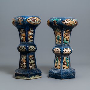 Une paire de socles ajourés en céramique polychrome, Lai Thieu, Vietnam, 1ère moitié du 20ème — photo 5