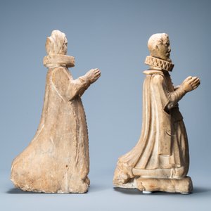 Une paire de statues orantes figurant Albert, archiduc d'Autriche et sa femme Isabelle en marbre, probablement Flandres, 17ème — photo 3