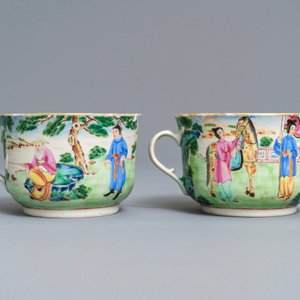 Une paire de tasses et soucoupes en porcelaine de Chine famille rose de Canton, datées 1831 — photo 4