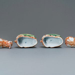 Une paire de terrines en forme de lièvre en faïence polychrome de Delft, 18ème — photo 6