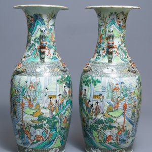 Une paire de très grands vases en porcelaine de Chine famille verte, 19ème — photo 5