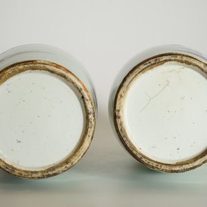Une paire de vases aux grues en porcelaine de Chine en bleu et blanc sur fond céladon, 19ème — photo 12
