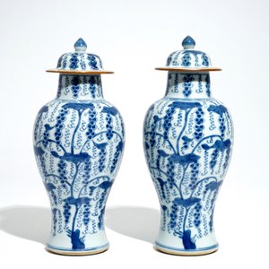 Une paire de vases couverts en porcelaine de Chine bleu et blanc, Kangxi — photo 3