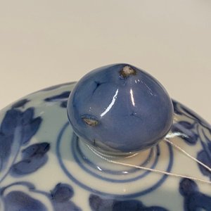 Une paire de vases couverts en porcelaine de Chine en bleu et blanc à décor de rinceaux de pivoines, Kangxi — photo 10