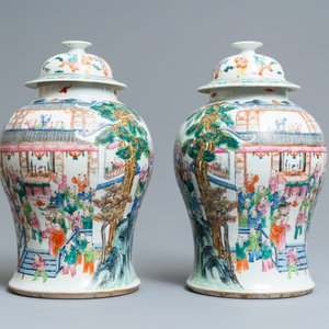 Une paire de vases couverts en porcelaine de Chine famille rose, 19ème — photo 6