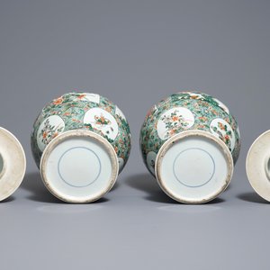 Une paire de vases couverts en porcelaine de Chine famille verte, 19/20ème — photo 6