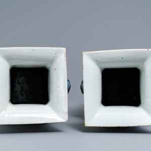 Une paire de vases de forme carré en porcelaine de Chine famille rose, 19ème — photo 5