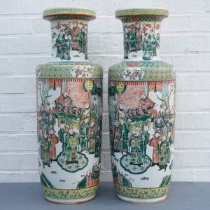 Une paire de vases de forme rouleau en porcelaine de Chine famille verte, 19ème — photo 20
