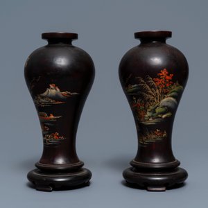 Une paire de vases en laque de Chine, Fujian, République, 20ème — photo 3